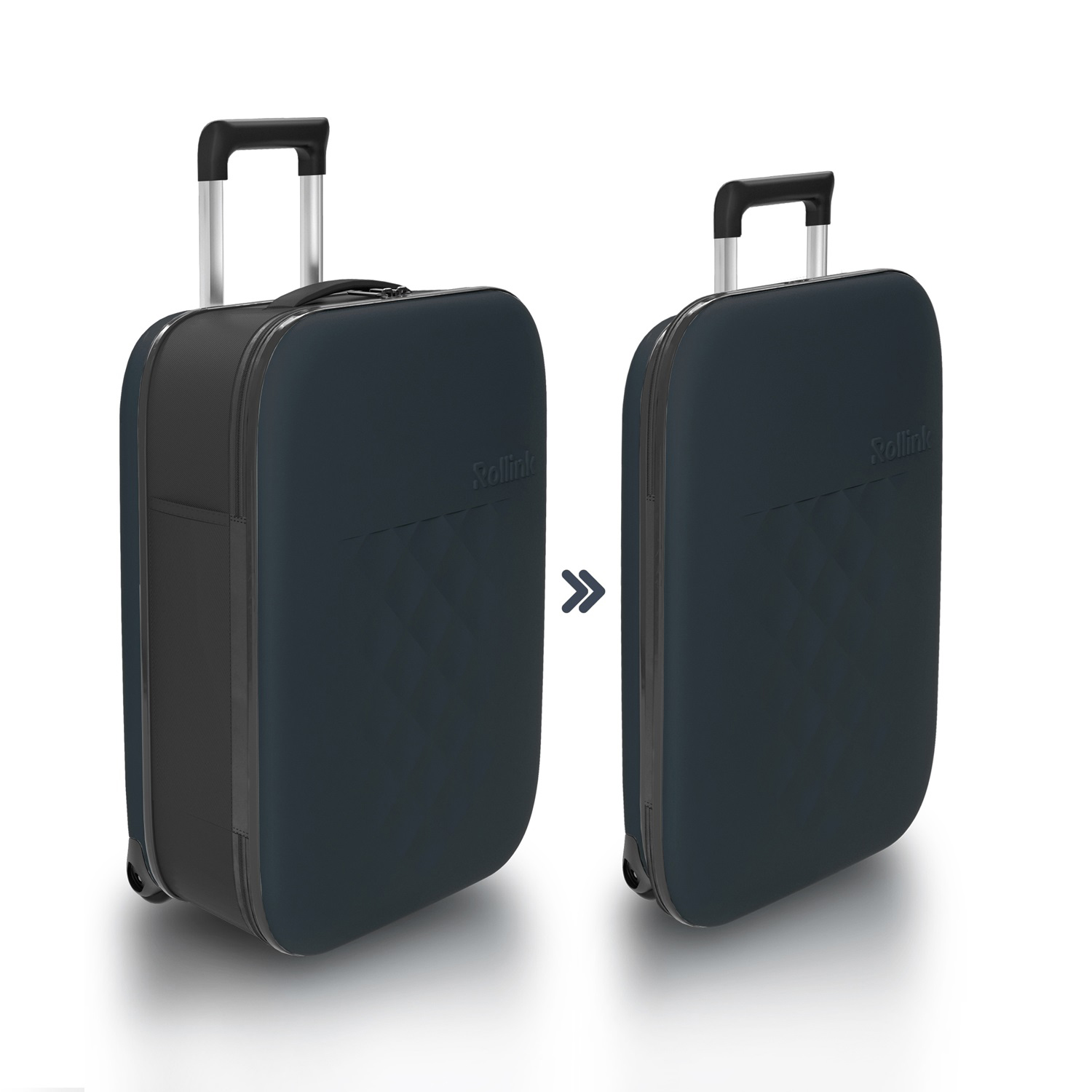 Чемодан складной Rollink Vega II 55x40x20 см, 2 колеса, серо-синий (Изображение 1)
