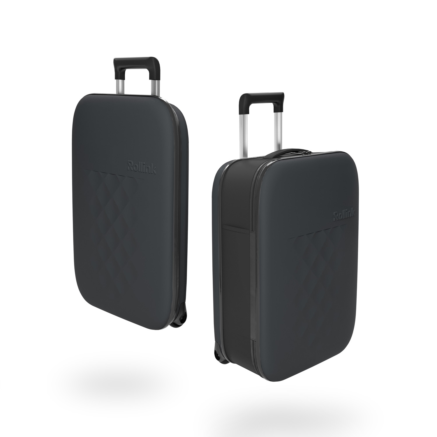 Чемодан складной Rollink Vega II 55x40x20 см, 2 колеса, серо-синий (Изображение 3)