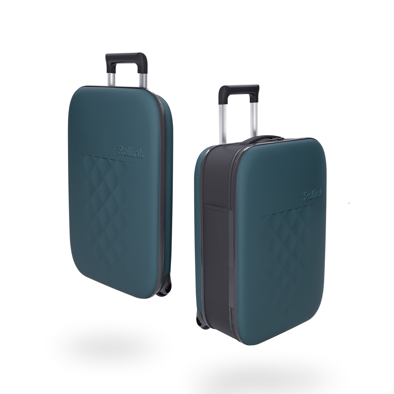 Чемодан складной Rollink Vega II 55x40x20 см, 2 колеса, сине-зеленый (Изображение 2)