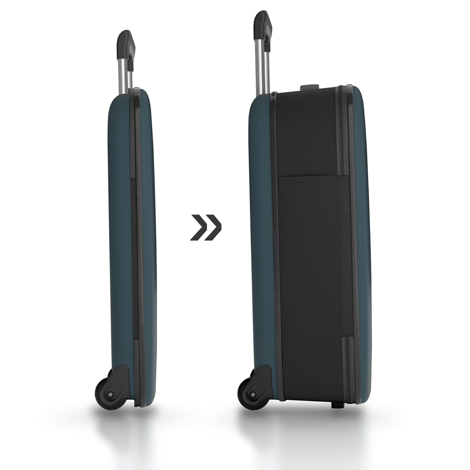 Чемодан складной Rollink Vega II 55x40x20 см, 2 колеса, сине-зеленый (Изображение 3)