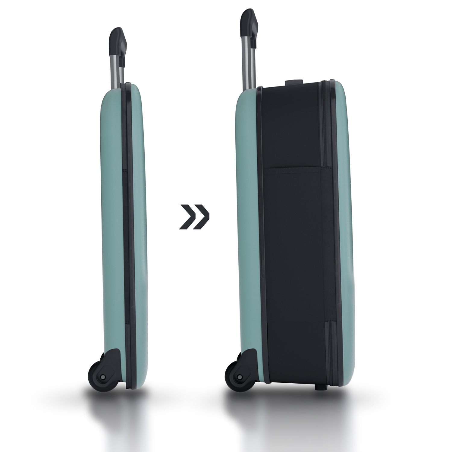 Чемодан складной Rollink Vega II 55x40x20 см, 2 колеса, бирюзовый (Изображение 2)