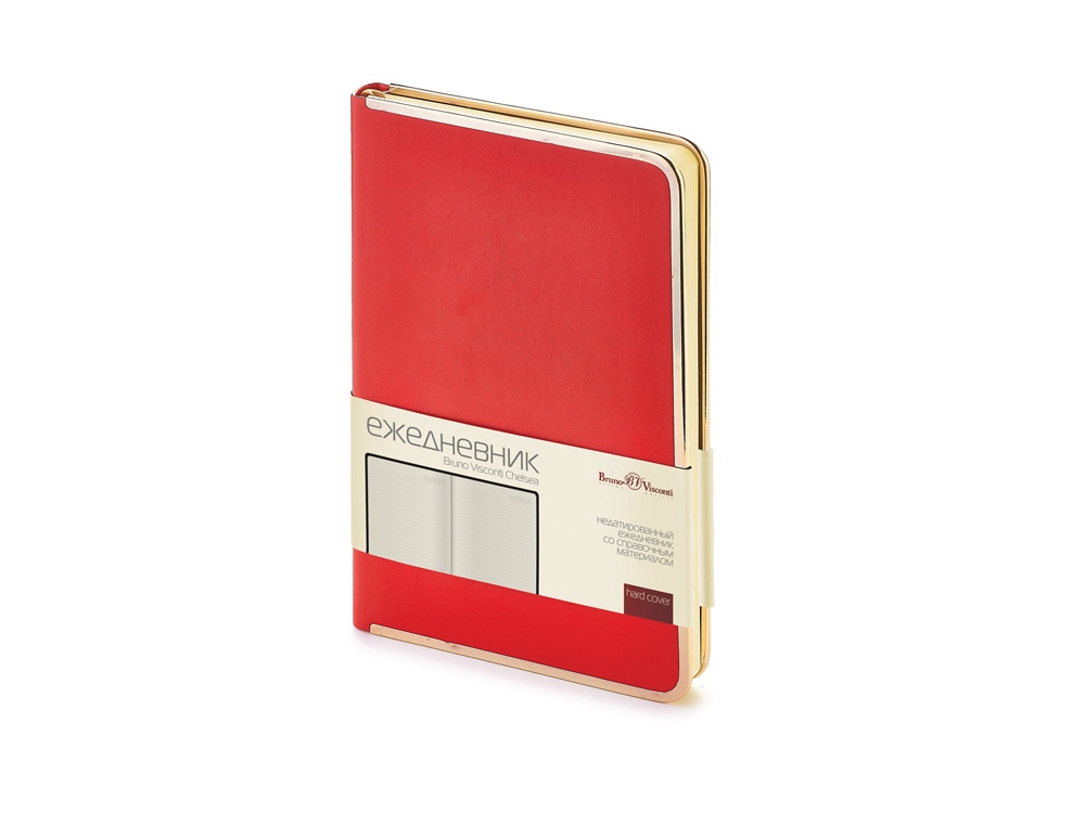 Ежедневник А5 недатированный Chelsea, красный (золотистый кант и срез) (Р) (Изображение 7)