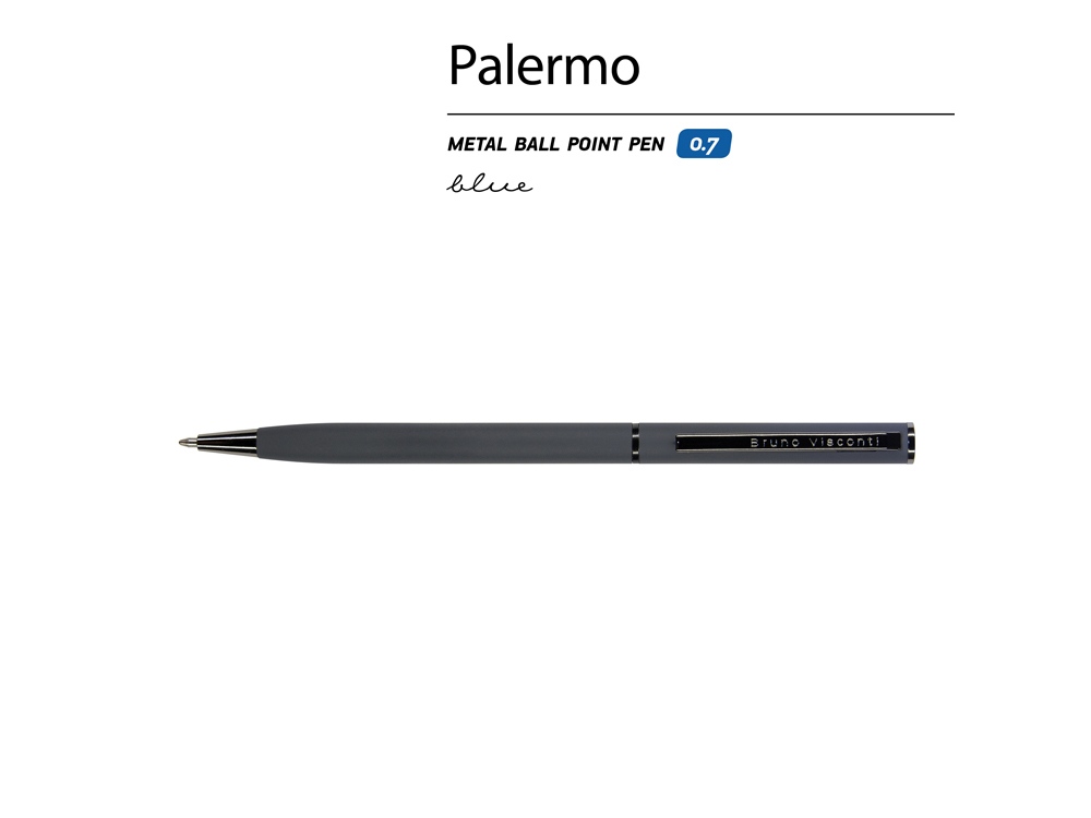 Ручка металлическая шариковая Palermo, софт-тач (графит)  (Изображение 2)