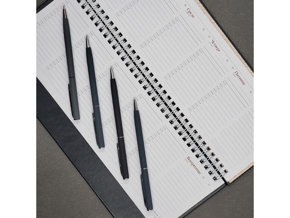 Ручка металлическая шариковая Palermo, софт-тач (графит)  (Изображение 6)