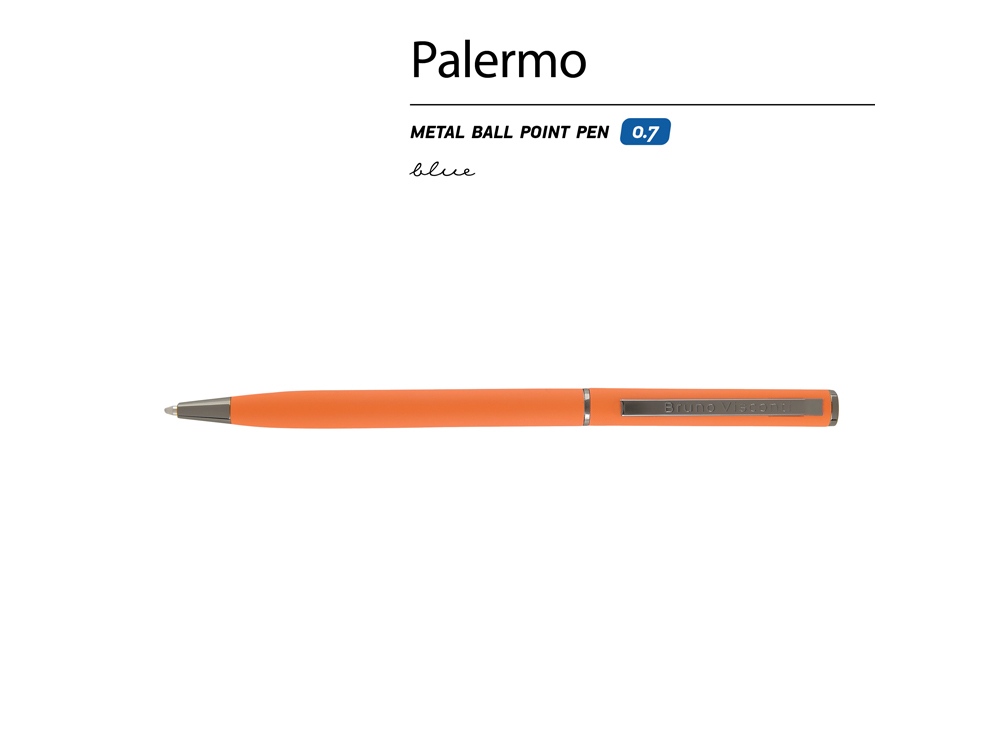 Ручка металлическая шариковая Palermo, софт-тач (оранжевый)  (Изображение 2)
