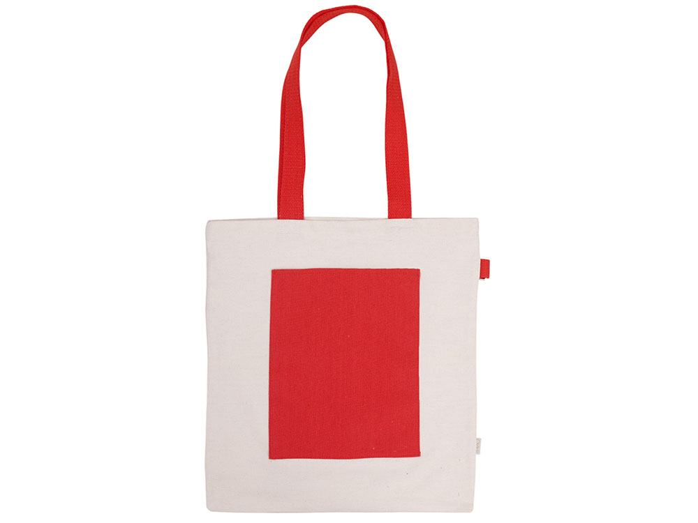 Сумка для покупокTopiс из переработанных материалов с наружным цветным карманом, красный (Изображение 4)