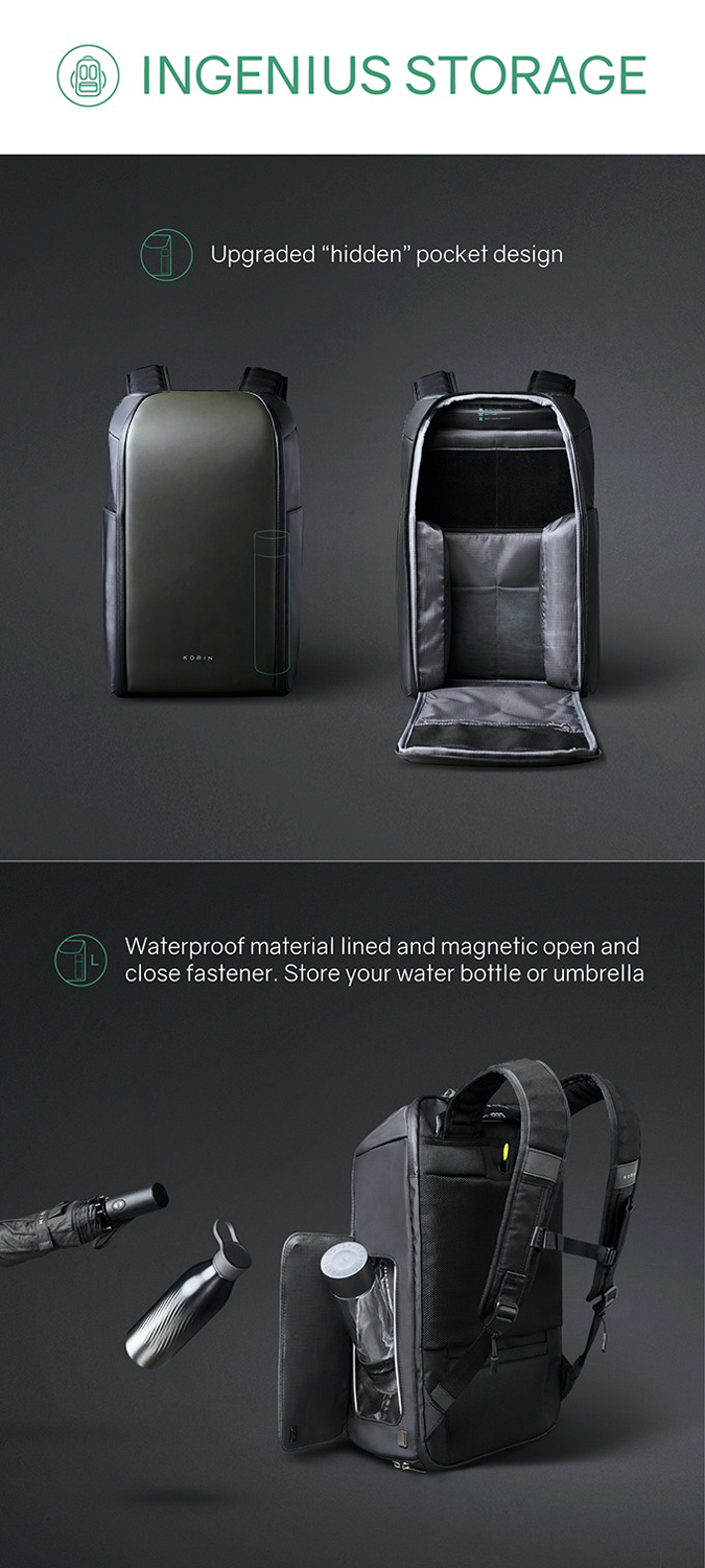 Рюкзак KORIN FlipPack 47х30х17 см, черный (Изображение 14)
