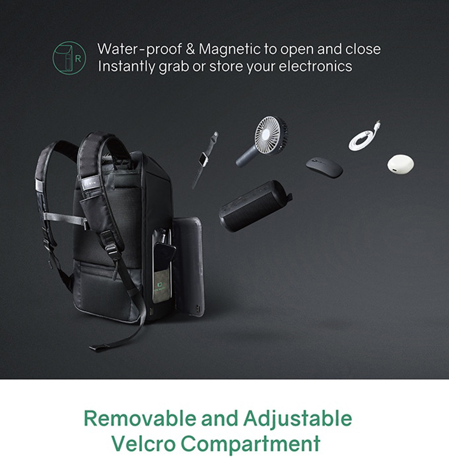 Рюкзак KORIN FlipPack 47х30х17 см, зеленый/черный (Изображение 16)