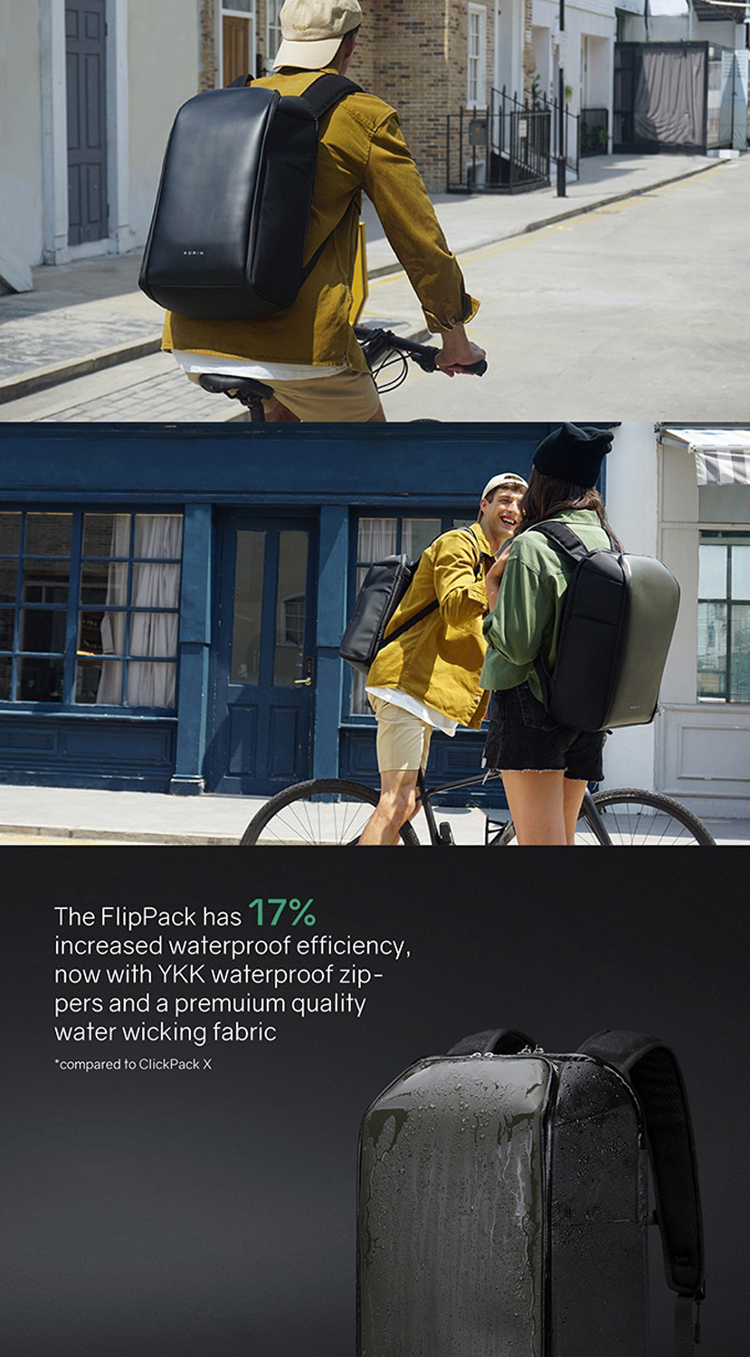Рюкзак KORIN FlipPack 47х30х17 см, зеленый/черный (Изображение 25)