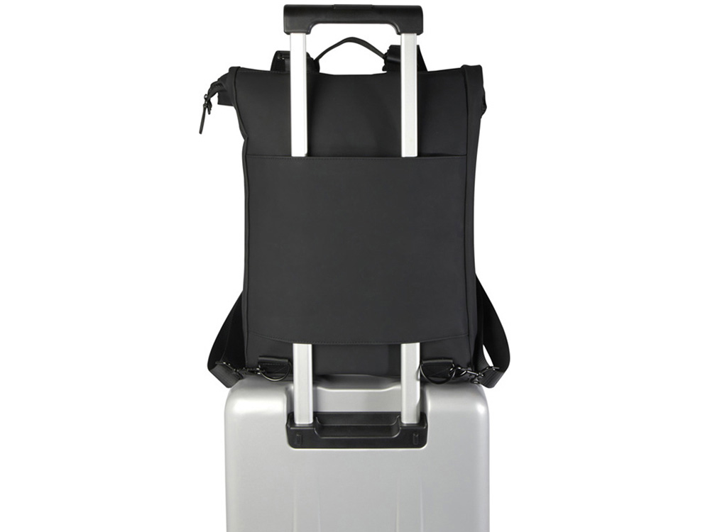 Рюкзак для ноутбука 15,6 Turner объемом 12 л со сворачивающимся верхом, изготовленный из переработанных материалов по стандарту GRS - сплошной черный (Изображение 5)