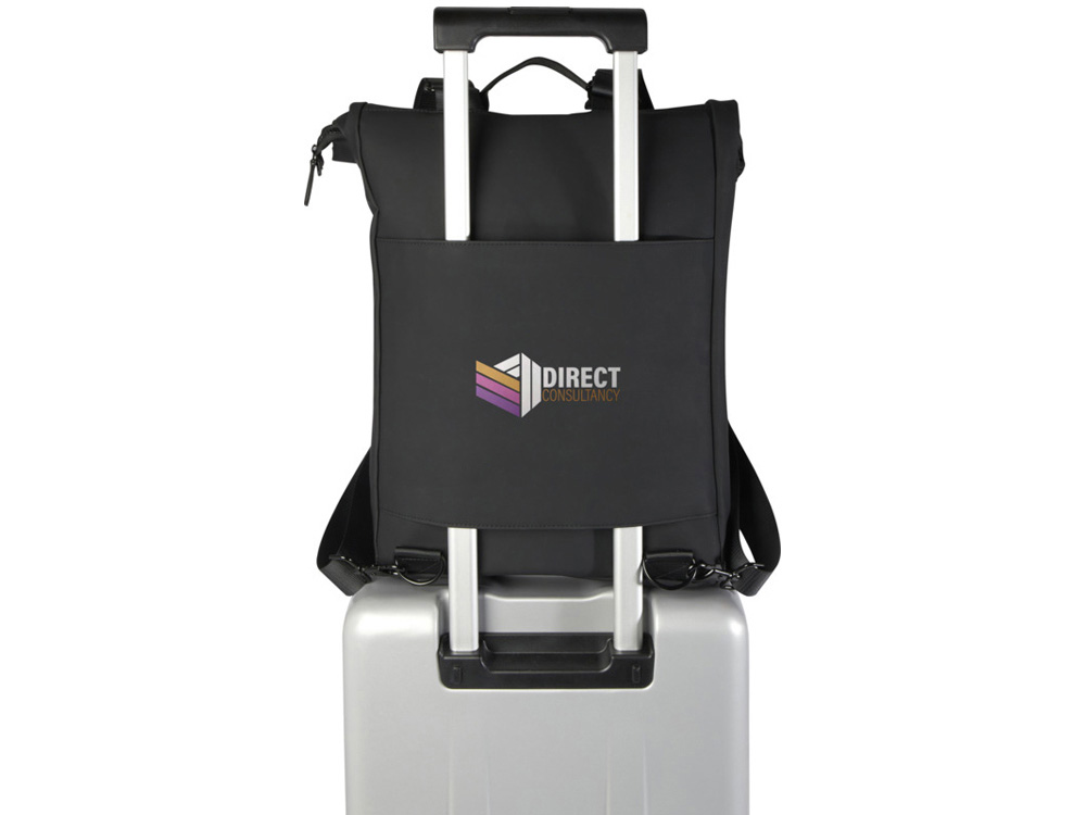 Рюкзак для ноутбука 15,6 Turner объемом 12 л со сворачивающимся верхом, изготовленный из переработанных материалов по стандарту GRS - сплошной черный (Изображение 7)