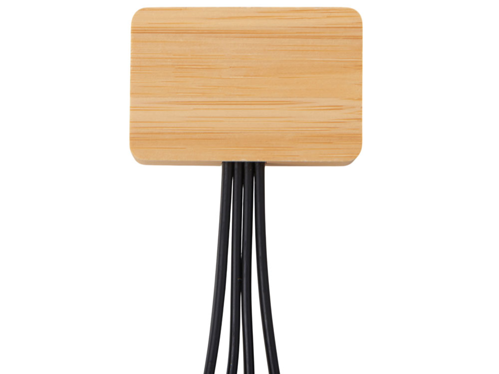 Кабель 3-в-1 с подсветкой лого Reedia S6, бамбук, черный (Изображение 5)