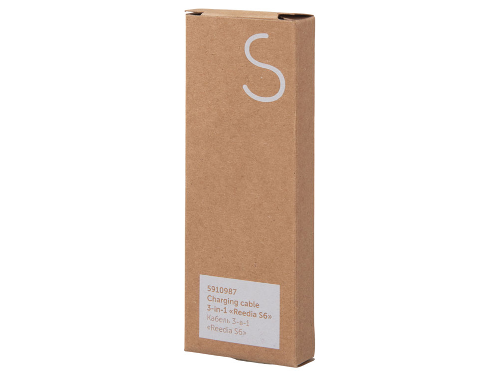 Кабель 3-в-1 с подсветкой лого Reedia S6, бамбук, черный (Изображение 8)