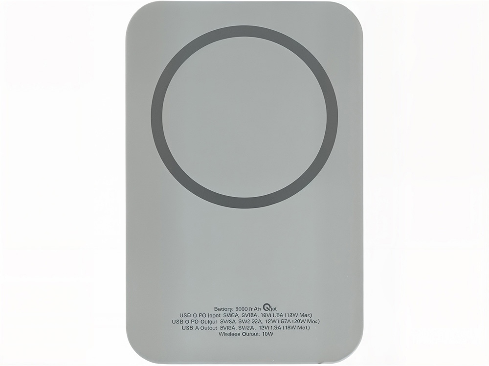 Магнитный беспроводной внешний аккумулятор с быстрой зарядкой QC/PD 20 Вт MagnetIQ, 5000 mAh (серый)  (Изображение 3)