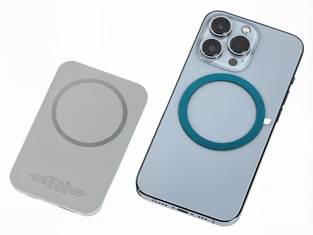 Магнитный беспроводной внешний аккумулятор с быстрой зарядкой QC/PD 20 Вт MagnetIQ, 5000 mAh (серый)  (Изображение 5)