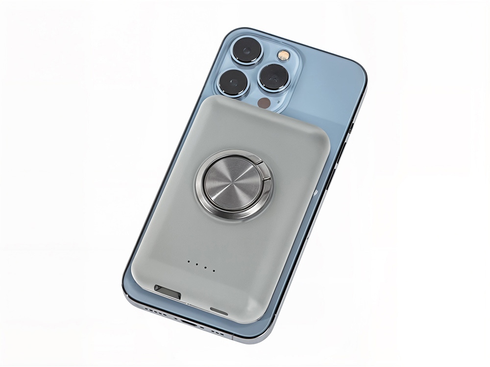 Магнитный беспроводной внешний аккумулятор с быстрой зарядкой QC/PD 20 Вт MagnetIQ, 5000 mAh (серый)  (Изображение 6)