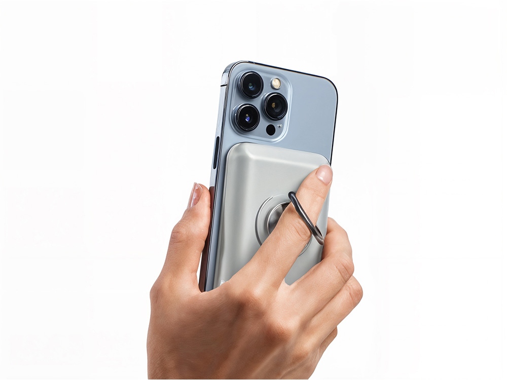 Магнитный беспроводной внешний аккумулятор с быстрой зарядкой QC/PD 20 Вт MagnetIQ, 5000 mAh (серый)  (Изображение 8)