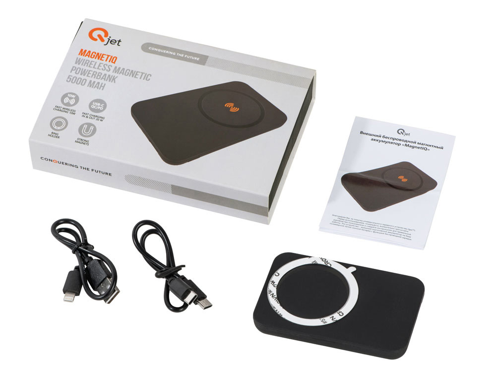 Магнитный беспроводной внешний аккумулятор с быстрой зарядкой QC/PD 20 Вт MagnetIQ, 5000 mAh (серый)  (Изображение 19)