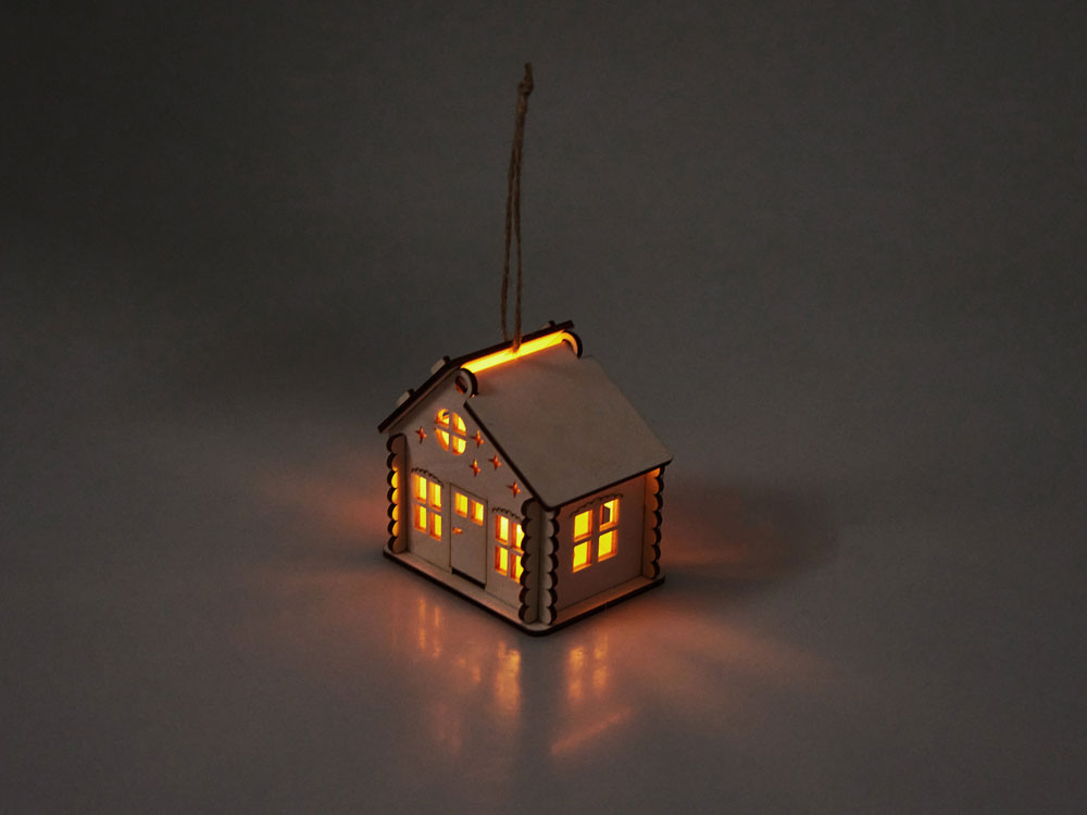 Подвеска с подсветкой домик (с мерцающей свечкой) (Изображение 2)