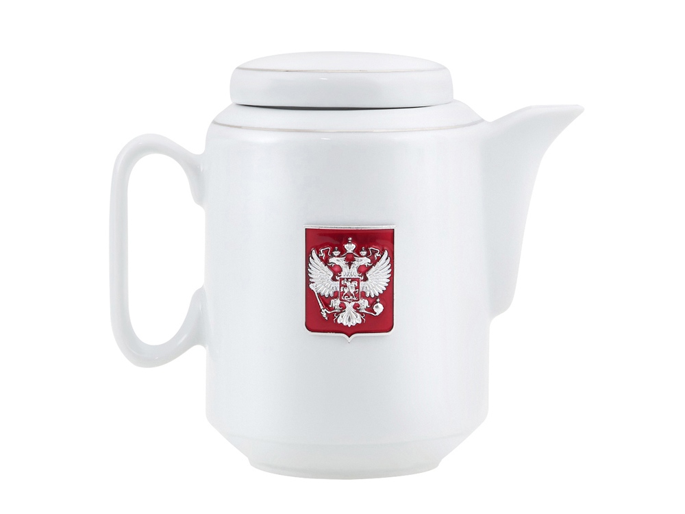 Чайный набор с подстаканником и фарфоровым чайником ЭГОИСТ-М, серебристый/белый (Изображение 5)