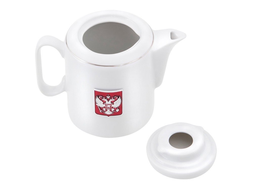 Чайный набор с подстаканником и фарфоровым чайником ЭГОИСТ-М, серебристый/белый (Изображение 7)