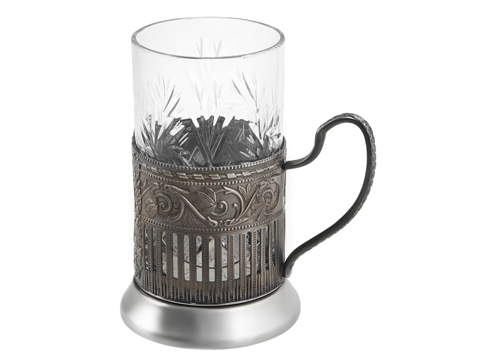 Чайный набор с подстаканником и фарфоровым чайником ЭГОИСТ-М, серебристый/белый (Изображение 10)