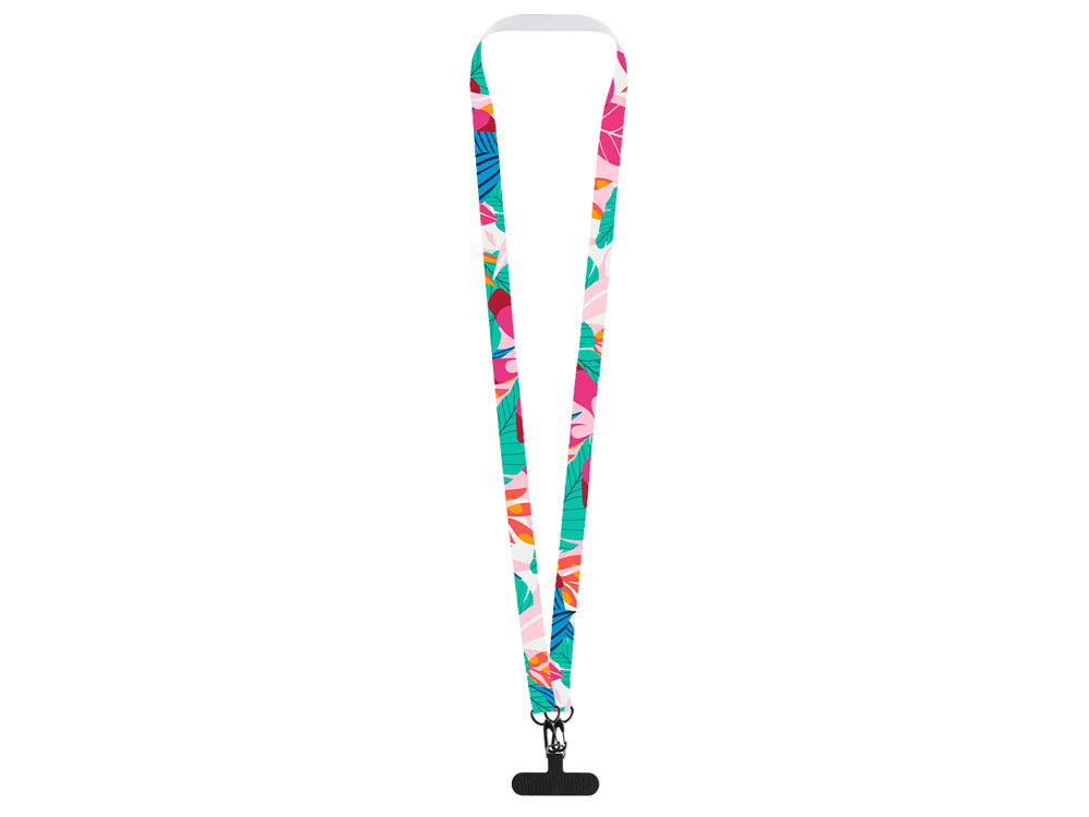 Лента под сублимацию для телефона с 2-мя карабинами, 2 см (белый/черный)  (Изображение 3)