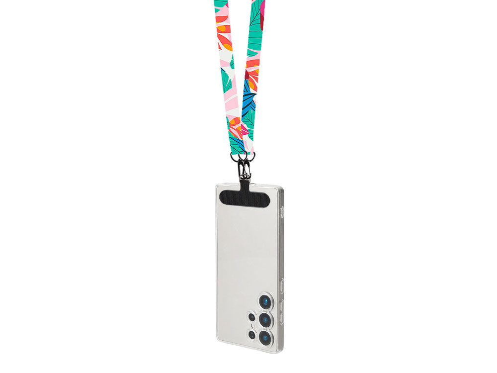 Лента под сублимацию для телефона с 2-мя карабинами, 2 см (белый/черный)  (Изображение 5)