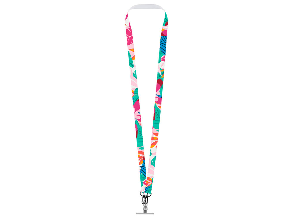 Лента под сублимацию для телефона с 2-мя карабинами, 2 см (белый/черный)  (Изображение 2)