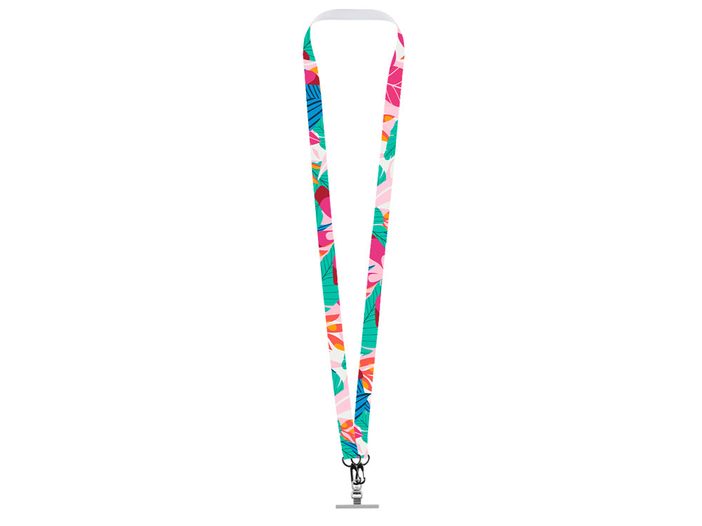 Лента под сублимацию для телефона с 2-мя карабинами, 2 см (белый/черный)  (Изображение 3)