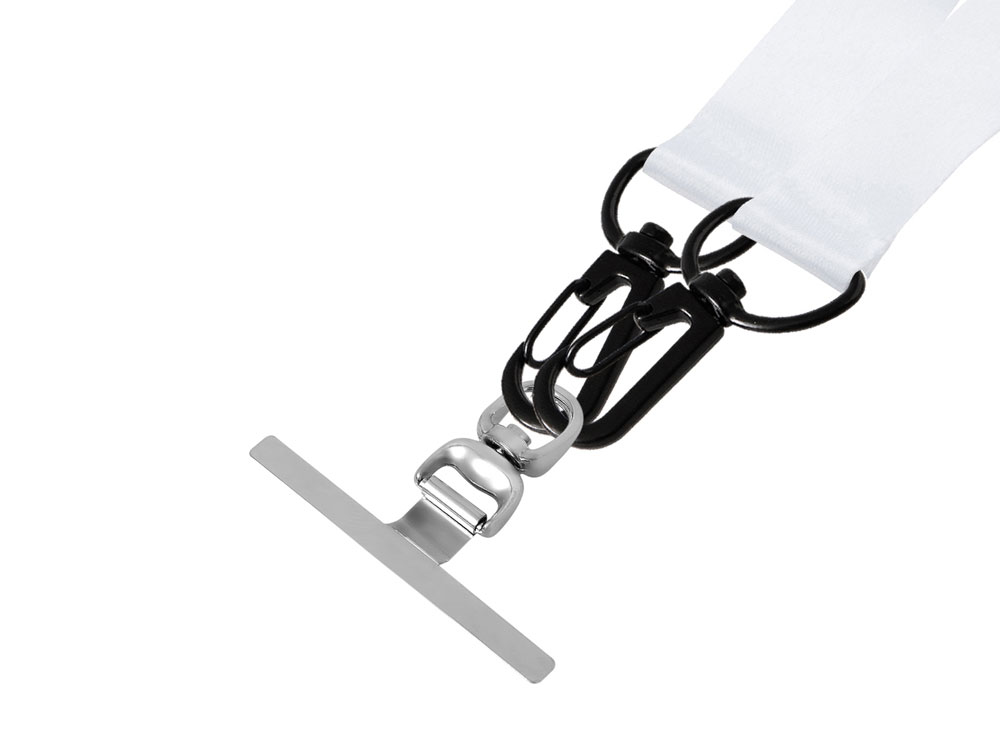 Лента под сублимацию для телефона с 2-мя карабинами, 2 см (белый/черный)  (Изображение 4)