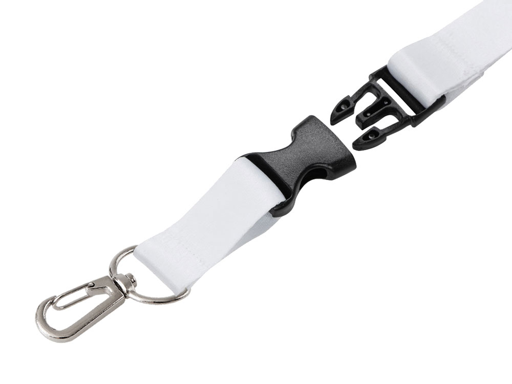 Ланъярд под сублимацию с карабином и межуровневым замком, 2 см (белый/серебристый)  (Изображение 4)
