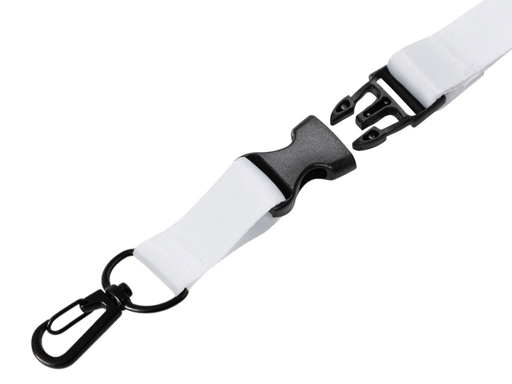 Ланъярд под сублимацию с карабином и межуровневым замком, 2 см (белый/черный)  (Изображение 4)