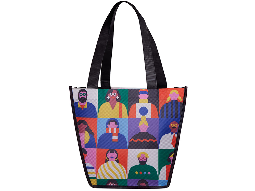 Сумка для шопинга с донной складкой и ручкой из PET ткани, 20.32*30.48*25.4 см (Изображение 2)