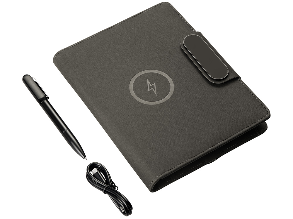 Подарочный набор металлическая ручка и блокнот А5 Twilight  со светящимся логотипом и пауэрбэнком (Изображение 16)