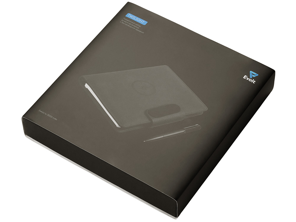 Подарочный набор металлическая ручка и блокнот А5 Twilight  со светящимся логотипом и пауэрбэнком (Изображение 18)