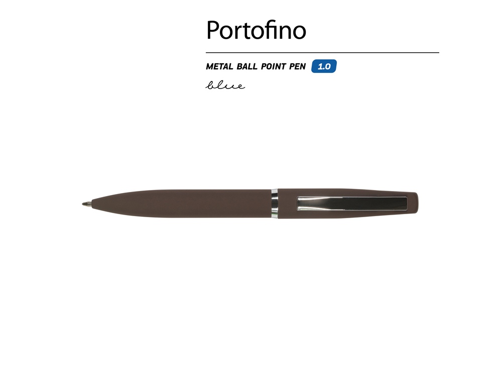 Ручка металлическая шариковая Portofino, софт-тач (коричневый)  (Изображение 2)