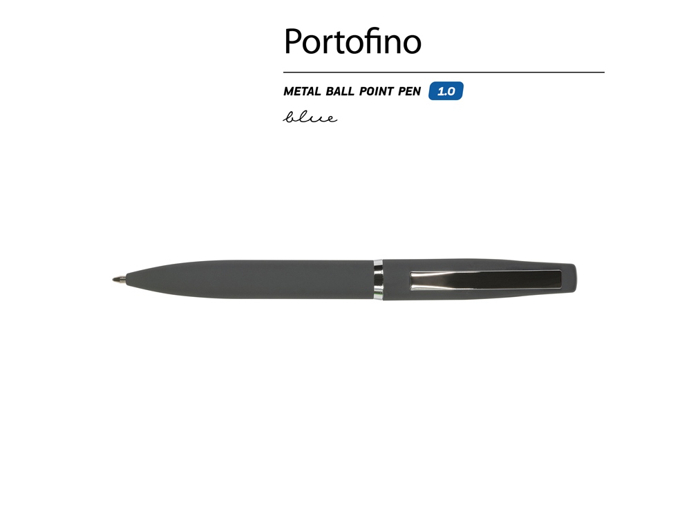 Ручка металлическая шариковая Portofino, софт-тач (серый)  (Изображение 2)