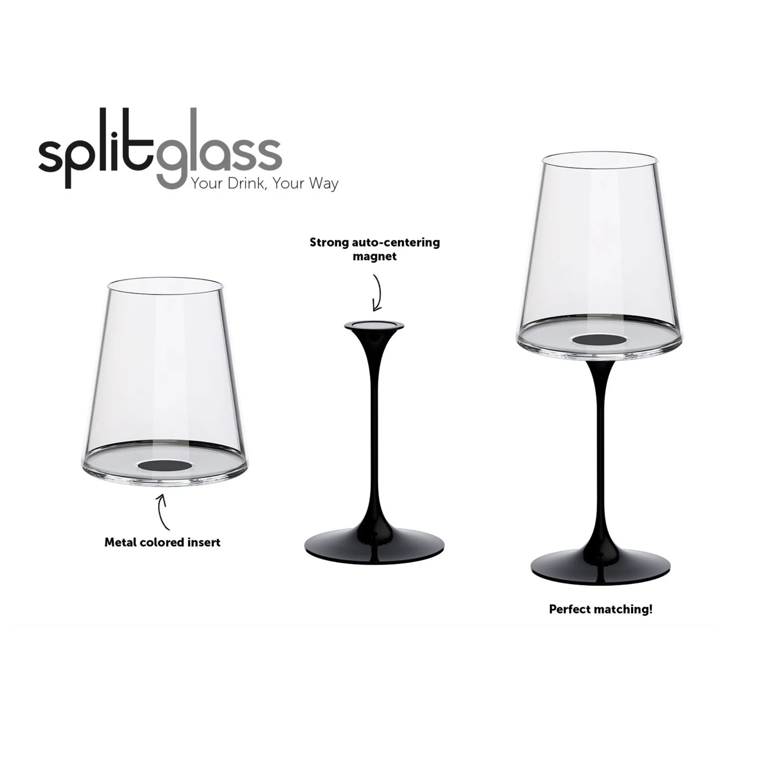 Хрустальный бокал для игристого вина на магните Trebonn SplitGlass, 2 шт, 320 мл (Изображение 4)