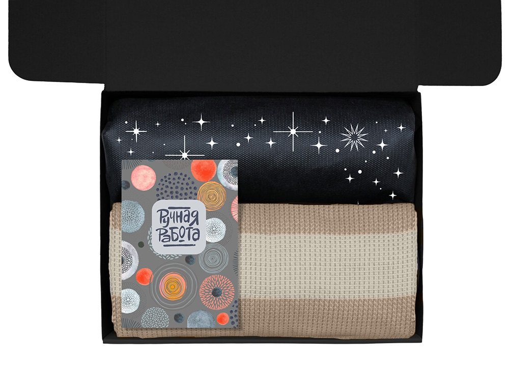 Подарочный набор Re:y. Warm с пледом, термосом и чаем (синий)  (Изображение 3)