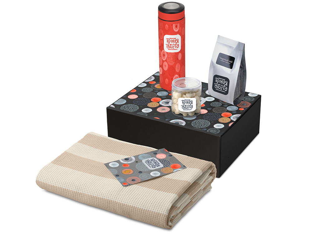 Подарочный набор Re:y. Warm с пледом, термосом и чаем (красный) 