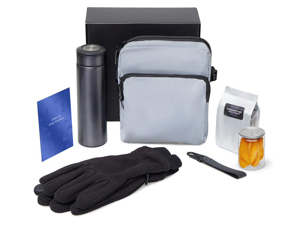 Подарочный набор Re:m. Step  с термосом, перчатками и сумкой (черный)  (Изображение 2)