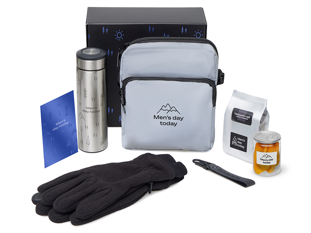 Подарочный набор Re:m. Step  с термосом, перчатками и сумкой (серебристый) 