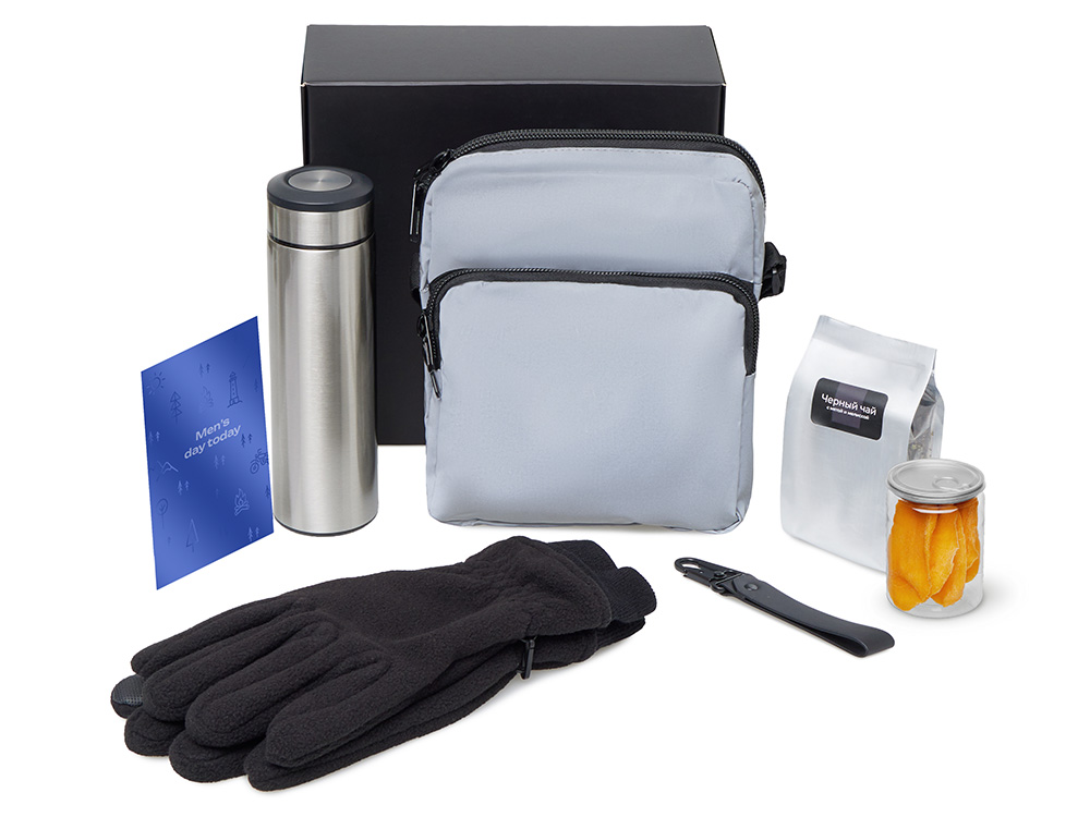 Подарочный набор Re:m. Step  с термосом, перчатками и сумкой (серебристый)  (Изображение 2)