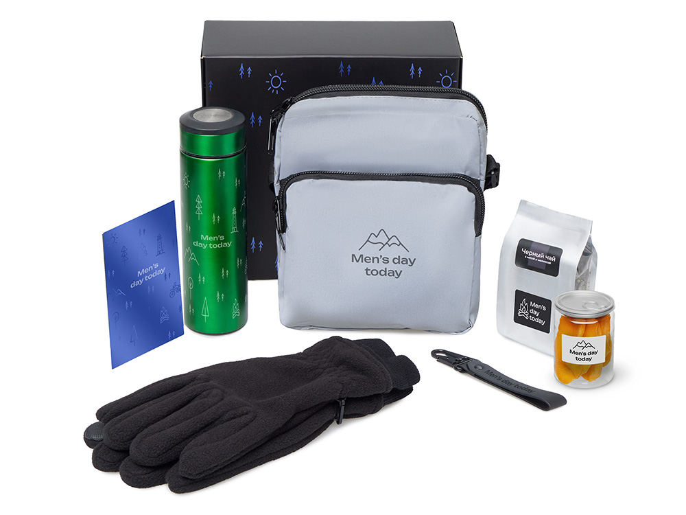 Подарочный набор Re:m. Step  с термосом, перчатками и сумкой (зеленый) 