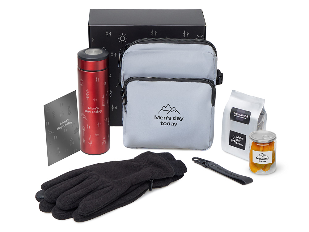 Подарочный набор Re:m. Step  с термосом, перчатками и сумкой (красный) 