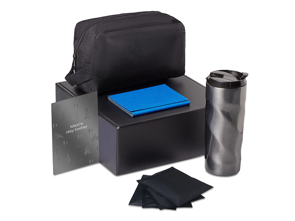 Подарочный набор Re:m. Road  с термокружкой, косметичкой и обложкой для паспорта (синий)  (Изображение 2)