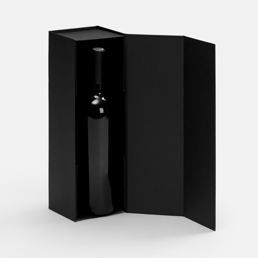 Коробка складная под бутылку Color Jacket Fold, черная (Изображение 2)