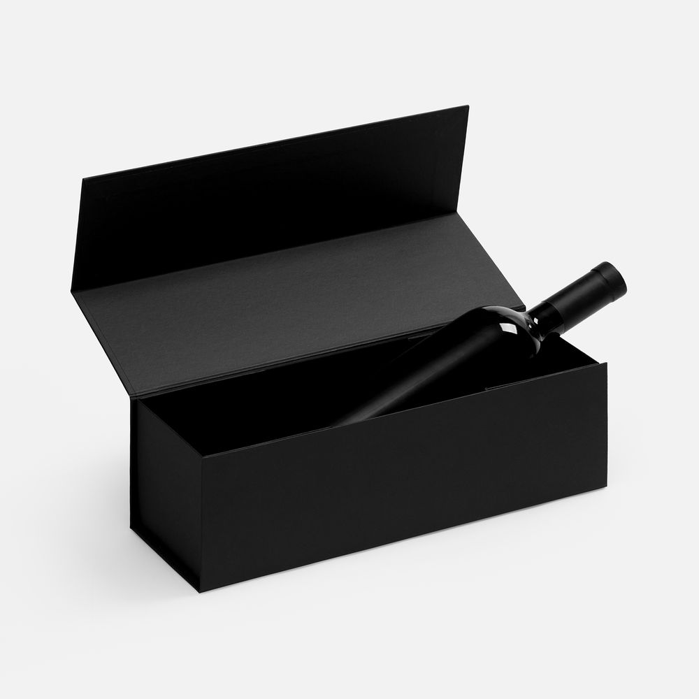 Коробка складная под бутылку Color Jacket Fold, черная (Изображение 3)