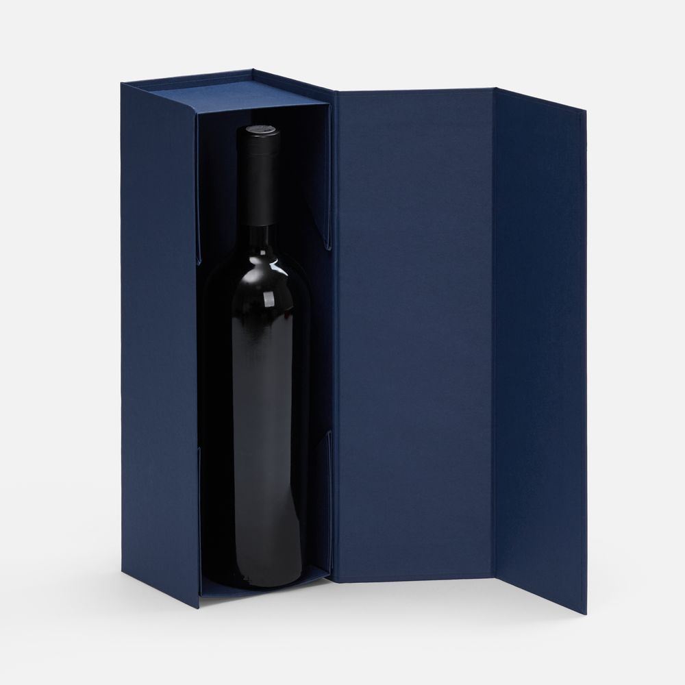 Коробка складная под бутылку Color Jacket Fold, темно-синяя (Изображение 2)